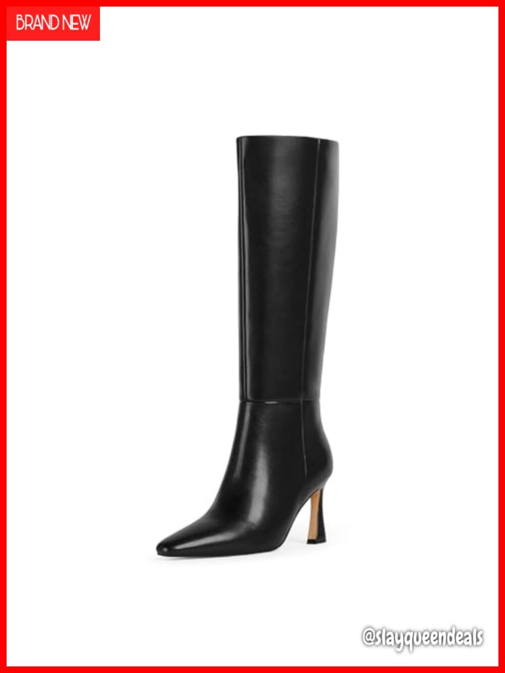 Knee High Boots Square Toe Stiletto Heel PU Leather Women's Tall Boots